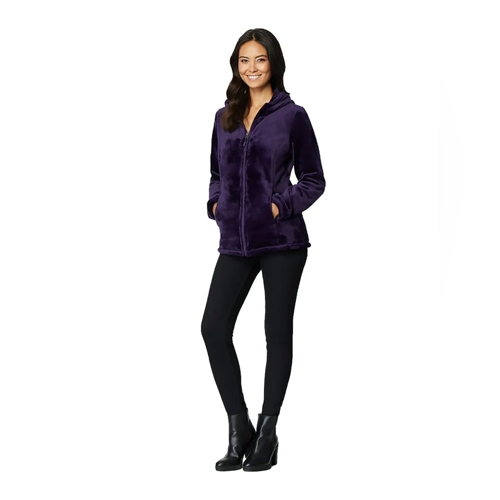 32 Degrees Luxe Fur Hooded Zip Jacket Size Small Plum Purple Soft Sherpa Fleece - Picture 4 of 13